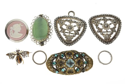 Lot 180 - Silver mounted 'Trinkets' box, plus a small selection of jewellery