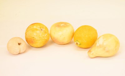 Lot 494 - Five assorted hardstone fruit