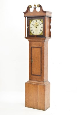 Lot 561 - 19th Century oak cased painted dial longcase clock