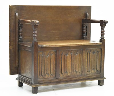 Lot 602 - Reproduction oak monks bench