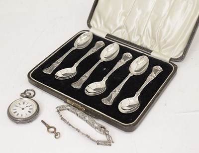 Lot 225 - Late Victorian silver cased open fob watch