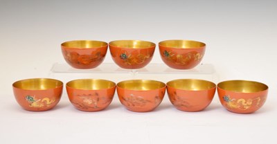 Lot 510 - Eight Chinese lacquered orange bowls