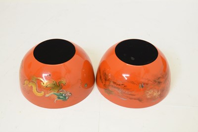 Lot 510 - Eight Chinese lacquered orange bowls