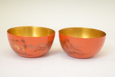 Lot 510 - Eight Chinese lacquered orange bowls