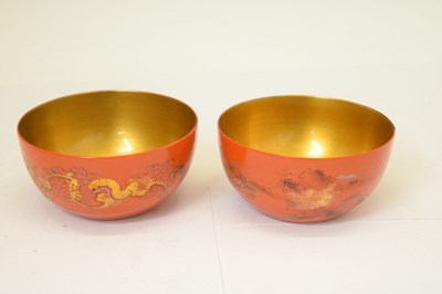 Lot 510 - Eight Chinese lacquered orange bowls
