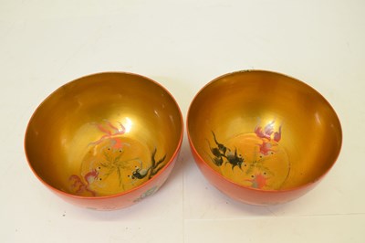Lot 510 - Eight Chinese lacquered orange bowls