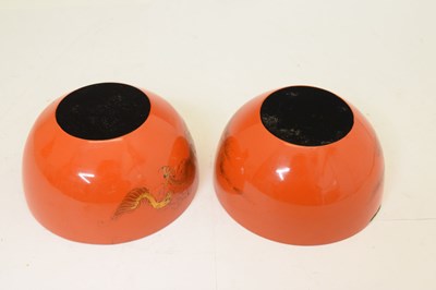 Lot 510 - Eight Chinese lacquered orange bowls