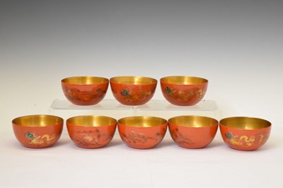 Lot 510 - Eight Chinese lacquered orange bowls