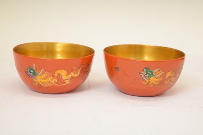Lot 510 - Eight Chinese lacquered orange bowls