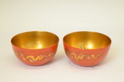 Lot 510 - Eight Chinese lacquered orange bowls