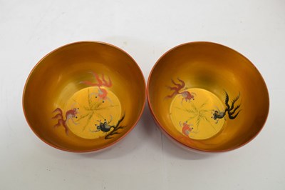 Lot 510 - Eight Chinese lacquered orange bowls