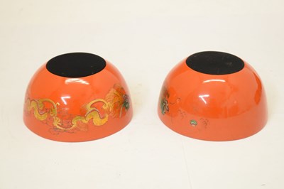 Lot 510 - Eight Chinese lacquered orange bowls