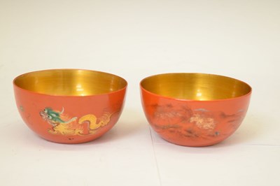 Lot 510 - Eight Chinese lacquered orange bowls