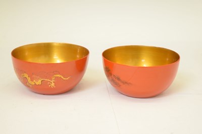 Lot 510 - Eight Chinese lacquered orange bowls