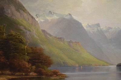 Lot 559 - Nicholas Chevalier - New Zealand oil on canvas - Lake Manapouri