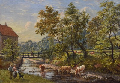 Lot 554 - Joseph Kennedy (circa 1838-1893) of Barnstaple - Oil on board - 'On the River Yeo'