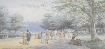 Lot 690 - Edward Healey, (1842-1916) - Watercolour - Figures promenading