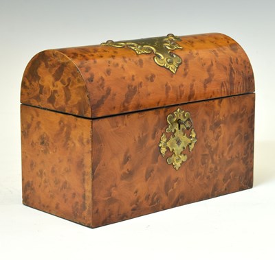 Lot 339 - Victorian burr maple and brass dome top caddy