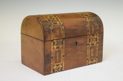 Lot 379 - Victorian inlaid walnut dome top caddy