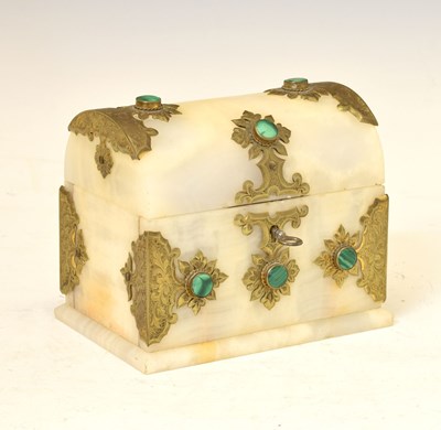 Lot 340 - French white onyx and malachite scent casket