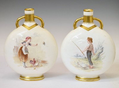 Lot 413 - Pair of Victorian Minton moon flasks