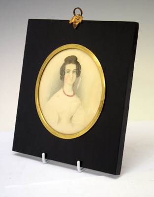 Lot 452 - Early Victorian watercolour portrait miniature