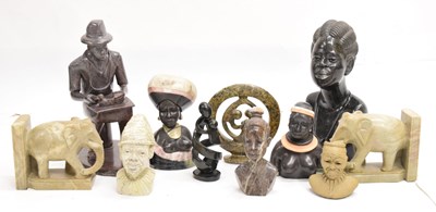 Lot 378 - Group of carved hardstone African figures, etc.