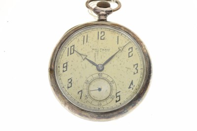 Lot 87 - Waltham, USA - Silver-cased open-face pocket watch