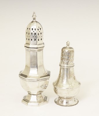 Lot 231 - Elizabeth II silver sugar caster, and a smaller Victorian silver caster