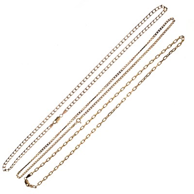 Lot 121 - Three various 9ct gold chains