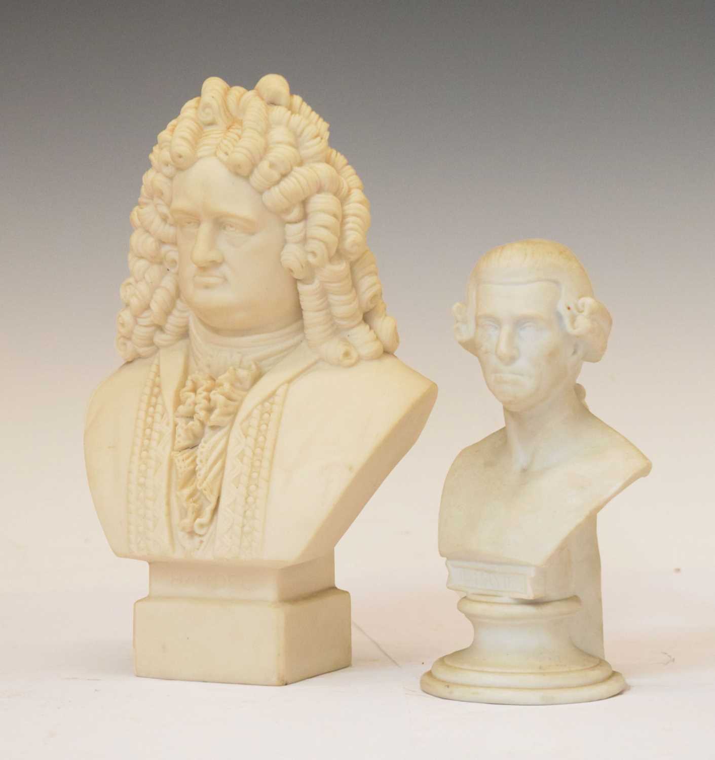 Lot 471 - Parian bust of Handel, impressed mark 'R&L' (Robinson and Leadbeater)