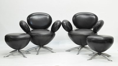 Lot 584 - Pair of Verikon pedestal armchairs and a pair of ensuite stools (4)