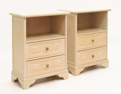 Lot 599 - Pair of white painted bedside cabinets