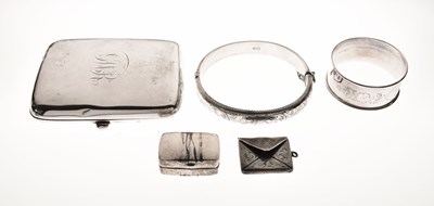 Lot 224 - George V silver cigarette case, and a quantity of silver items