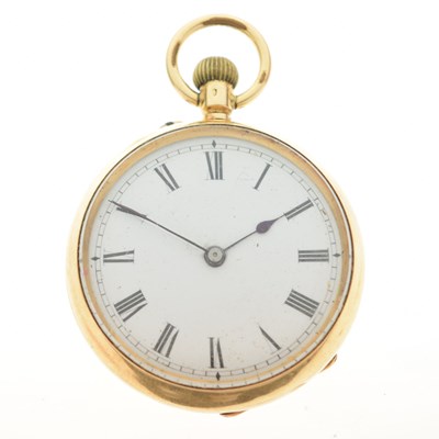 Lot 207 - 18ct yellow metal open face fob watch