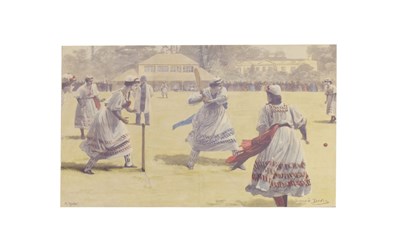 Lot 525 - Lucien Davis/ R. Taylor - Victorian hand coloured wood engraving - 'The English Lady Cricketers‘