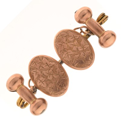 Lot 99 - 9ct gold cufflinks converted to a brooch