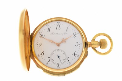 Lot 96 - Henry Moser & Cie - Swiss yellow metal (14K) repeater chronograph pocket watch
