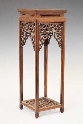 Lot 520 - Chinese hardwood two-tier stand