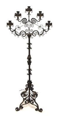 Lot 402 - Wrought Iron Gothic candlestick stand