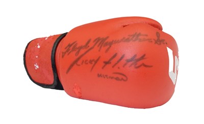 Lot 358 - Ricky Hatton/Floyd Mayweather signed boxing glove