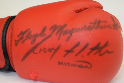 Lot 358 - Ricky Hatton/Floyd Mayweather signed boxing glove