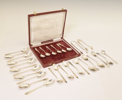 Lot 237 - Set of eleven Edward VII silver teaspoons, etc.