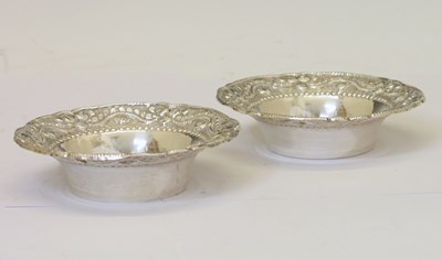Lot 134 - Pair of Indian white-metal circular dishes or bowls
