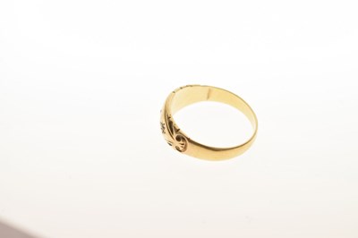 Lot 26 - Unmarked gold ring, gypsy set three white stones