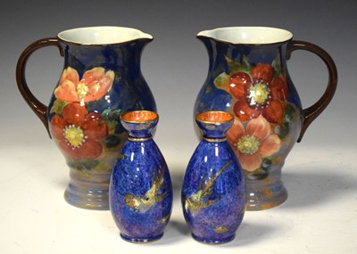 Lot 289 - Pair of Wedgwood lustre vases and pair of Doulton jugs