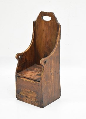 Lot 617 - 19th Century child's stained pine 'lambing chair'