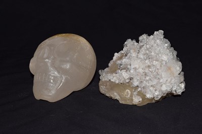 Lot 350 - Quartz Specimen, together with a Peruvian antique carved quartz skull