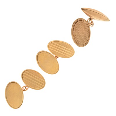 Lot 168 - Pair of 9ct gold oval cufflinks