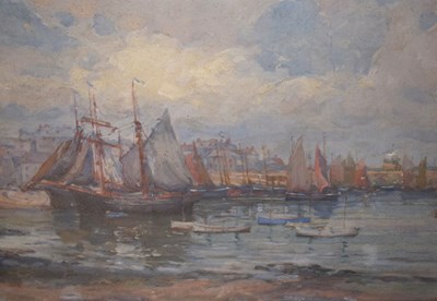 Lot 501 - oil on canvas- harbour scene